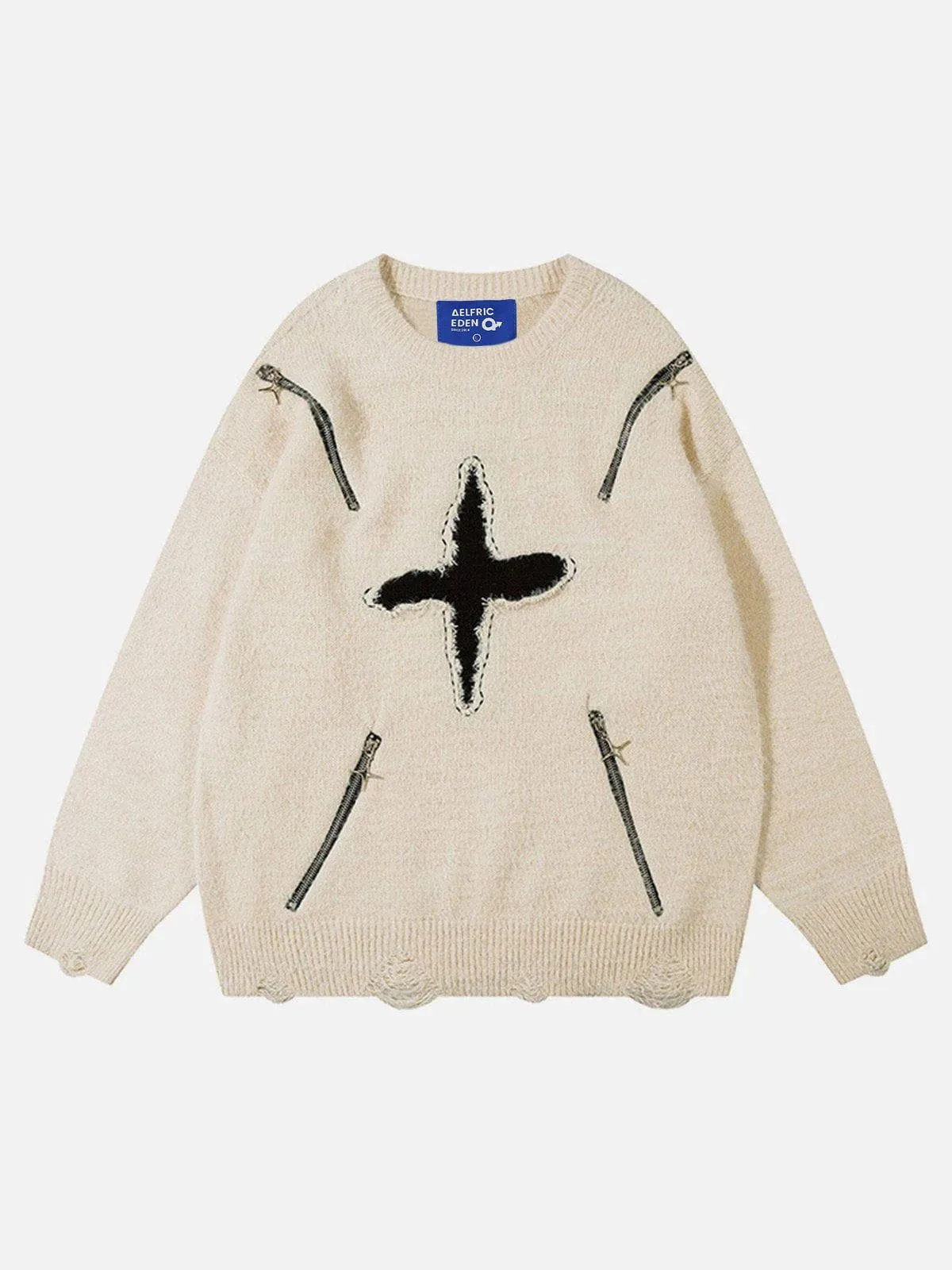 Aelfric Eden Diamond Star Zip Decoration Sweater