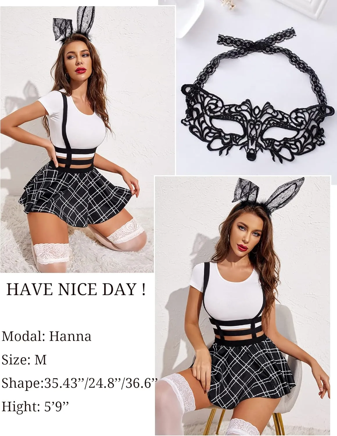 Avidlove Women Sexy Skirts Suspender Skirt - A-Line Mini Pleated Short Braces Skirt