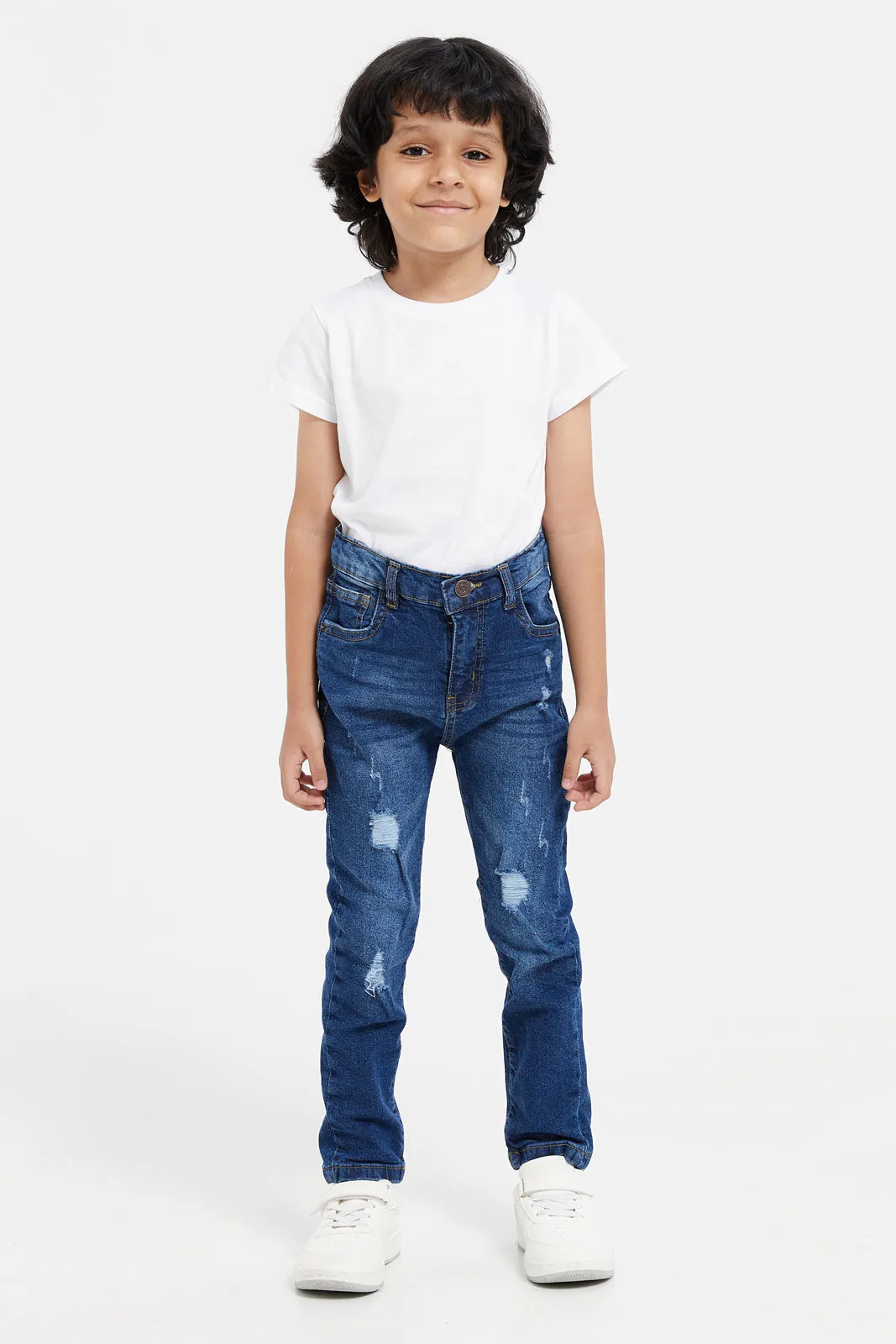 Boys Navy Ripped Jeans