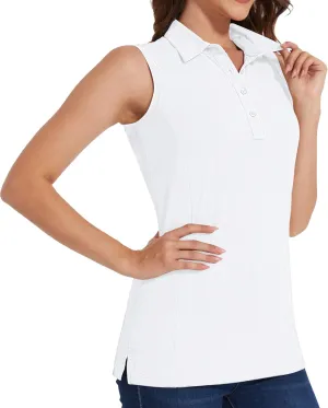 Casei Women's Sleeveless Golf Polo Shirts UPF 50  Quick Dry Collared Polo Shirts Athletic Tank Tops Shirts