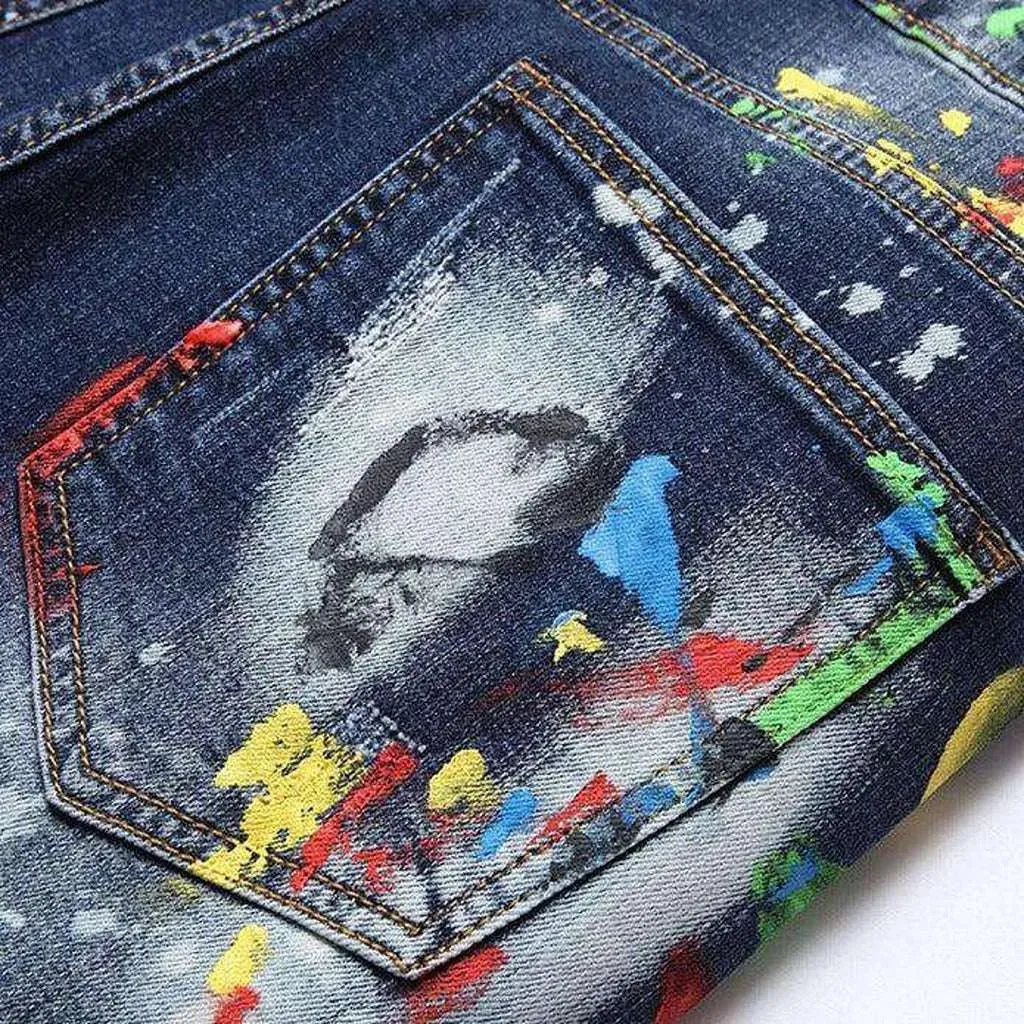Color paint painted ripped jeans
