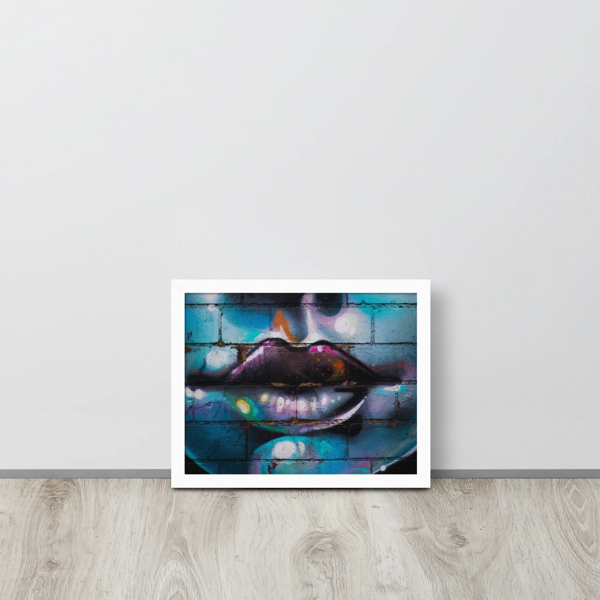 Colorful Graffiti Lips Framed poster