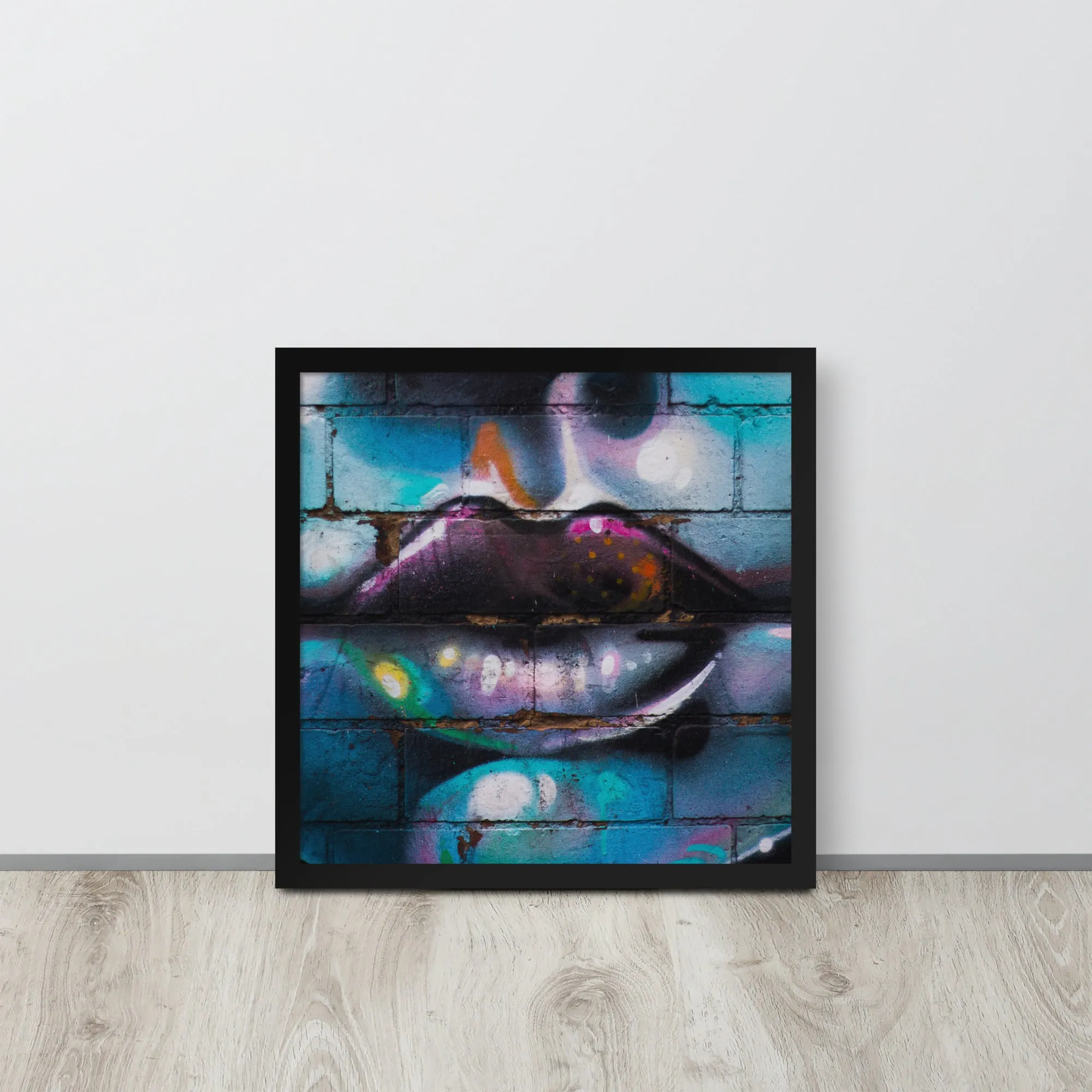 Colorful Graffiti Lips Framed poster