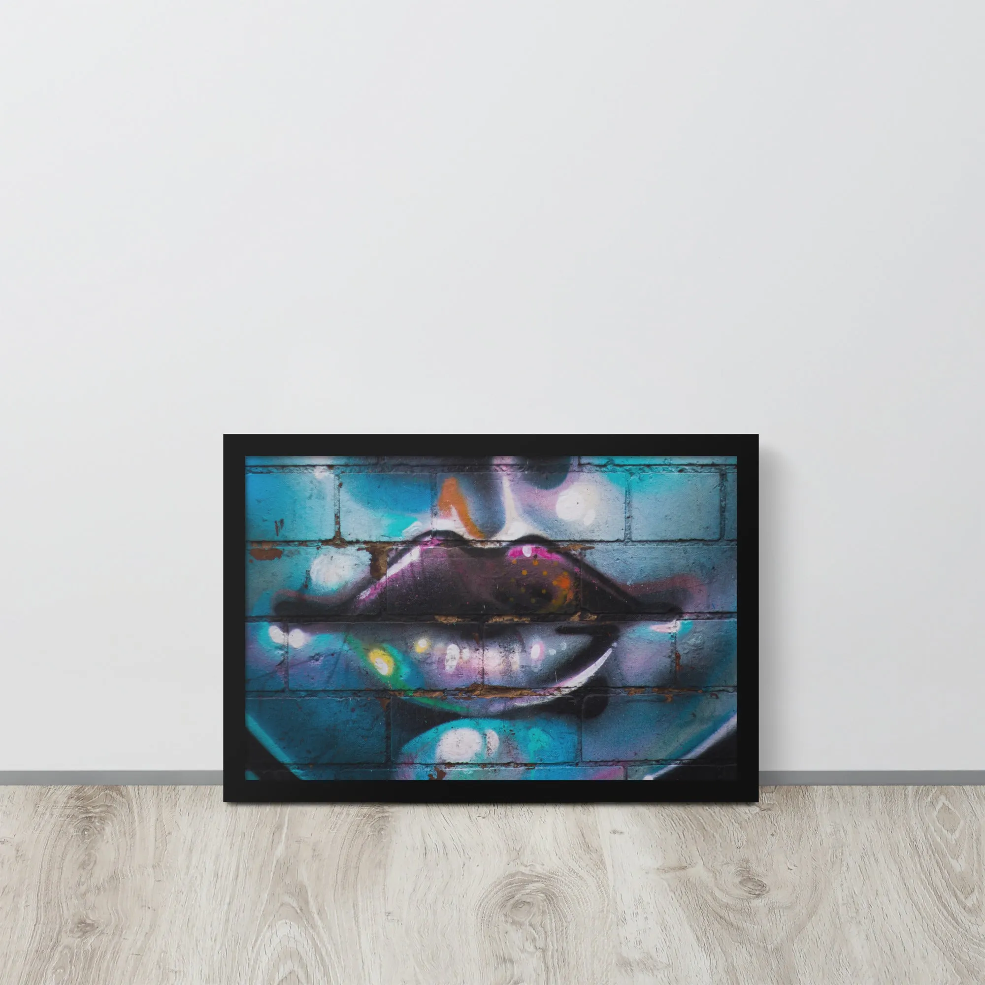 Colorful Graffiti Lips Framed poster