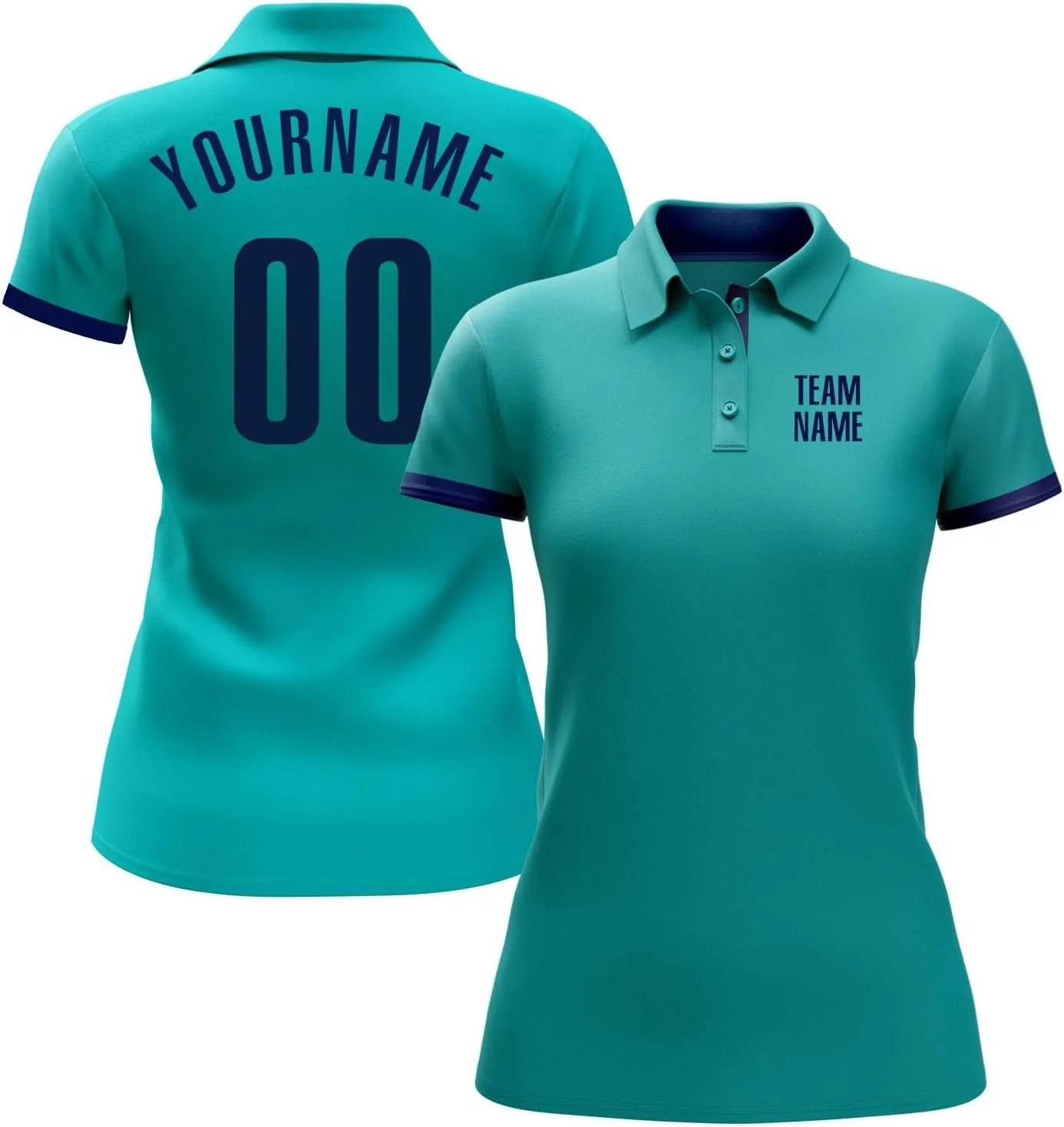 Custom Polo Darts Bowling Golf Shirts for Men Women Youth, Aqua Personalized Polo Shirts Printed Name Number Logo
