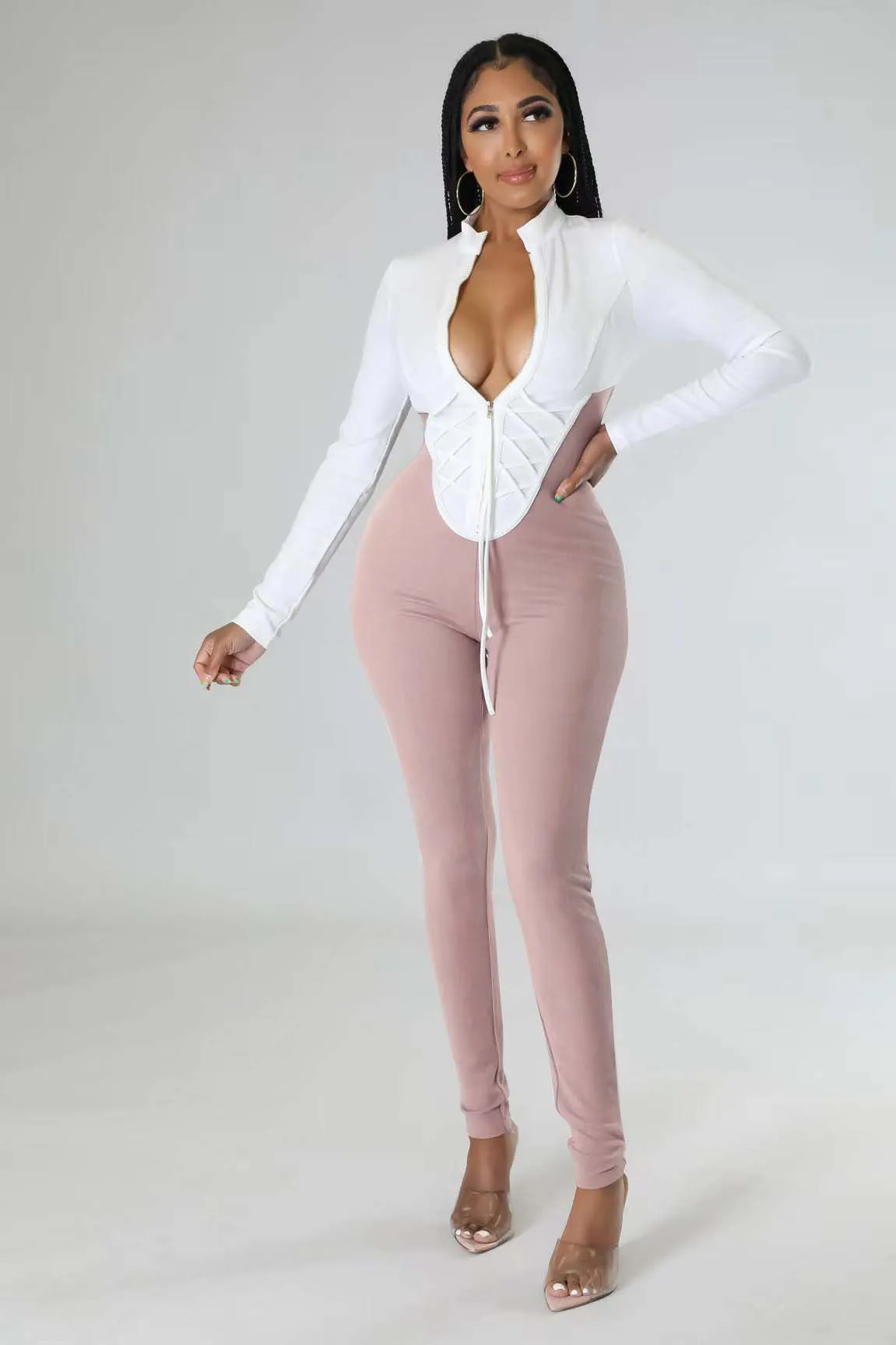Fashion Patchwork Slim Jumpsuit（AY2391）