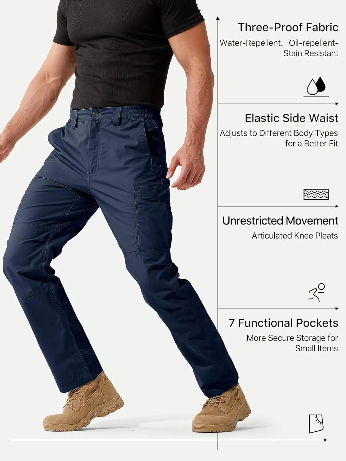 FREE SOLDIER Men's Cargo Pants Water Resistant Ripstop Tactical Pants for Men Work Pants Lightweight Outdoor Hiking Pants Men