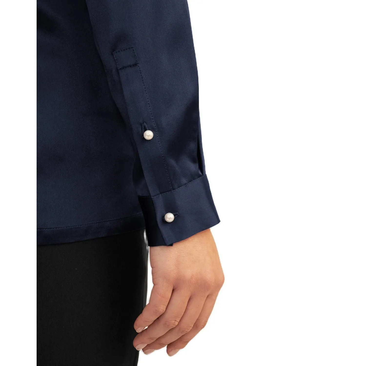 LILYSILK Women's classic silk shirt with pearl buttons Lilysilk dark blue