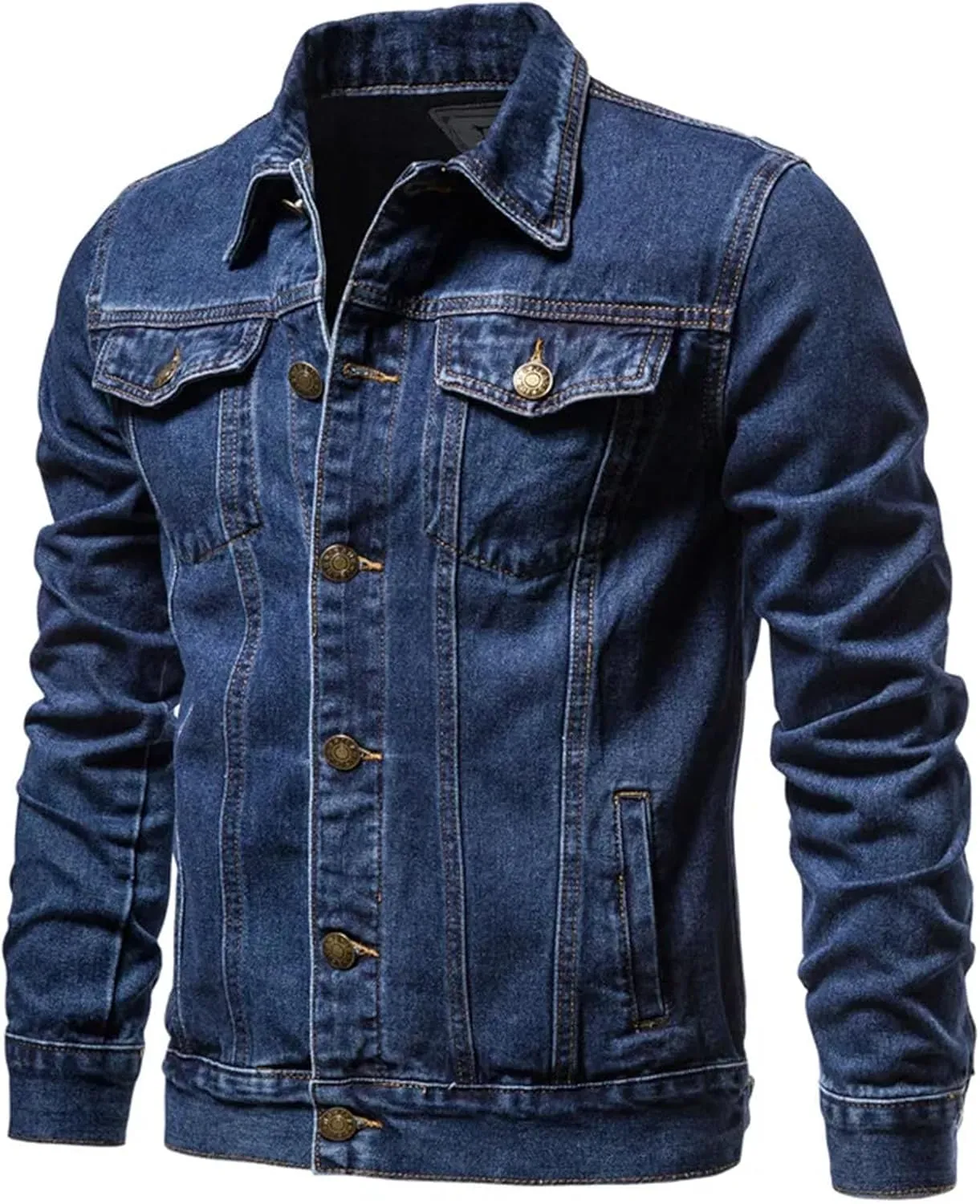 Men's Motorcycle Vintage Denim Jacket Men Casual Jeans Jackets Slim Fit Stretch Trucker Coats