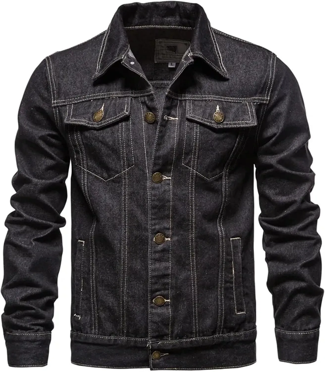 Men's Motorcycle Vintage Denim Jacket Men Casual Jeans Jackets Slim Fit Stretch Trucker Coats