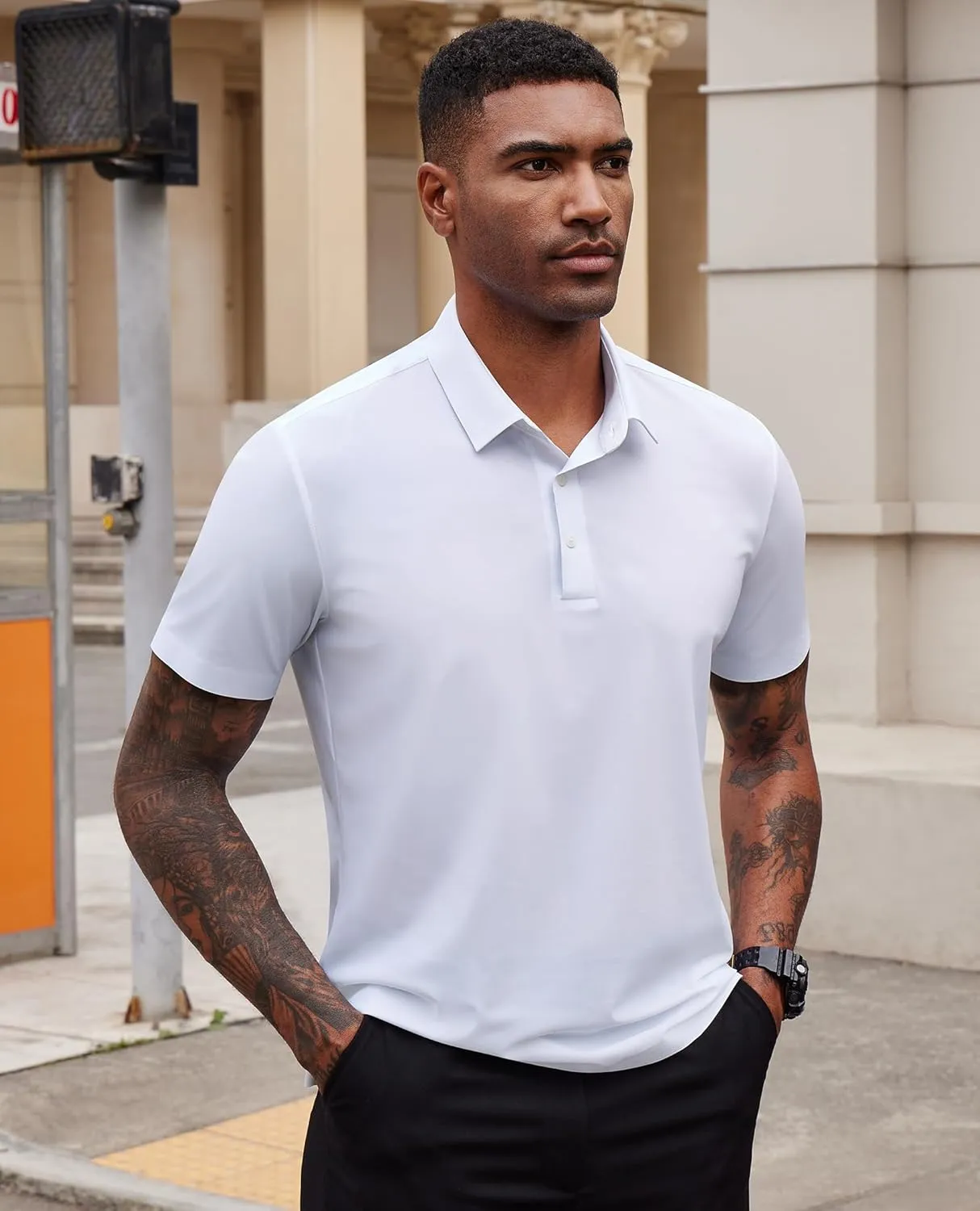 Mens Polo Shirts Short Sleeve Stretch Golf Polo Shirts Dry Fit Polo T Shirts for Men Golf Shirts Tennis Polo