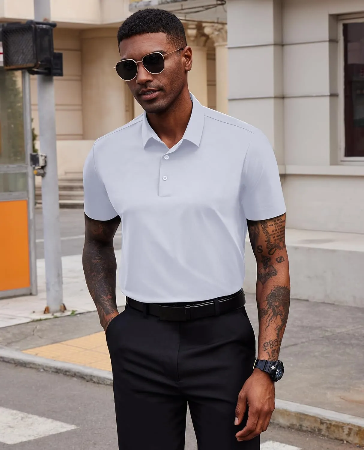 Mens Polo Shirts Short Sleeve Stretch Golf Polo Shirts Dry Fit Polo T Shirts for Men Golf Shirts Tennis Polo