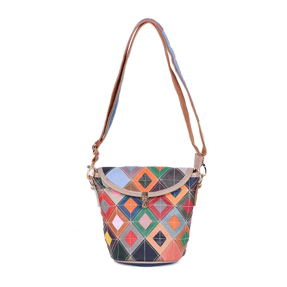 Multicolor Patchwork Leather Crossbody Bag | Unique NZ Style
