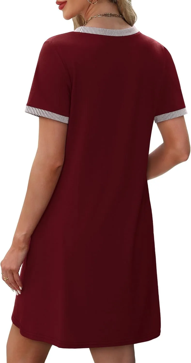 OFEEFAN Summer Dresses for Women 2025 Short Sleeve Casual T Shirt Dress Crewneck Sundresses Beach Vacation Coverup Pockets
