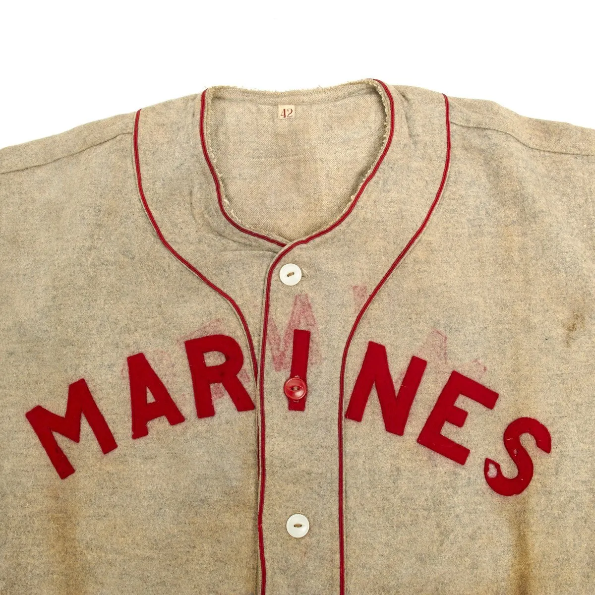 Original WWII USMC Marine Baseball Jersey with U.S. 1945 Dated First Baseman Glove