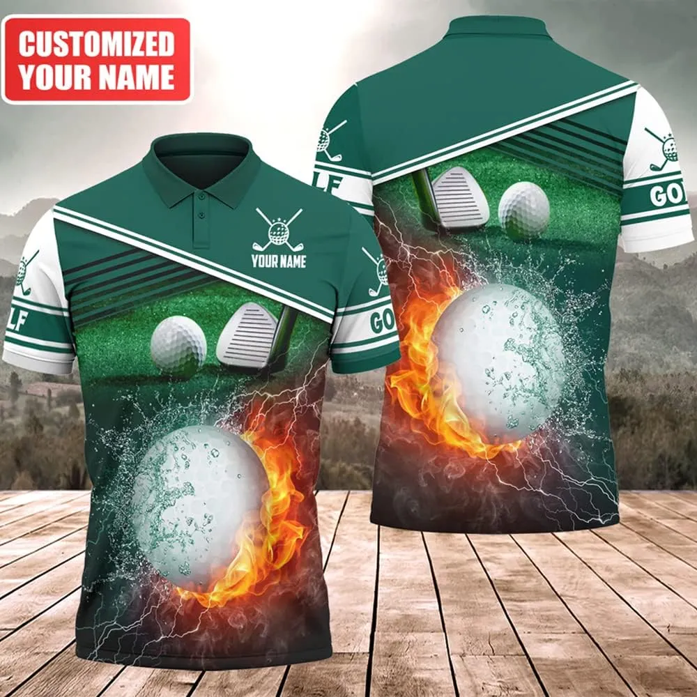 Personalized Funny Golf Polo Shirt for Men Proud Golf American Flag Polo Shirt, Custom Name and Team Name Golf Polo Shirt