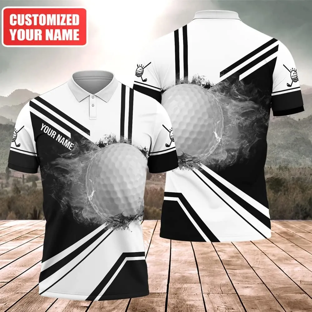 Personalized Funny Golf Polo Shirt for Men Proud Golf American Flag Polo Shirt, Custom Name and Team Name Golf Polo Shirt