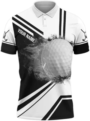 Personalized Funny Golf Polo Shirt for Men Proud Golf American Flag Polo Shirt, Custom Name and Team Name Golf Polo Shirt