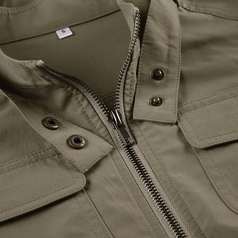TAVIMART  -  Women Patchwork Stand Collar Military Jacket Vintage Y2K Autumn Pockets Zipper Coat Grunge Style Streetwear Outfits