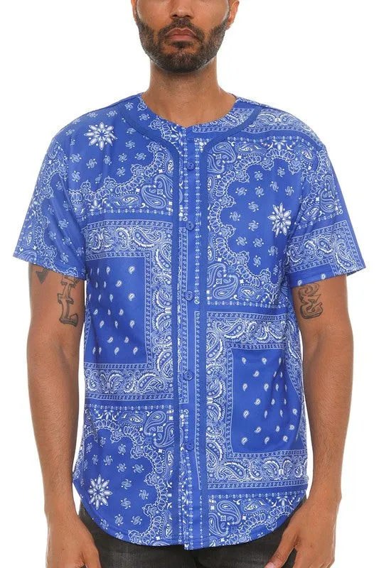 TEEK - Bandana Print Baseball Jersey
