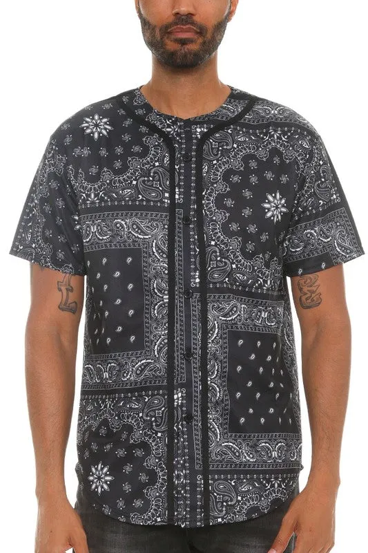 TEEK - Bandana Print Baseball Jersey