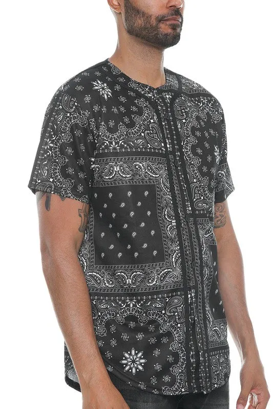 TEEK - Bandana Print Baseball Jersey