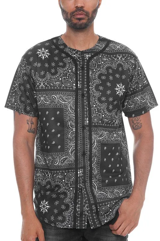 TEEK - Bandana Print Baseball Jersey