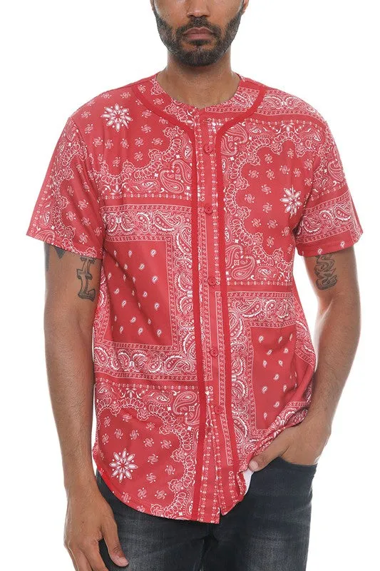 TEEK - Bandana Print Baseball Jersey