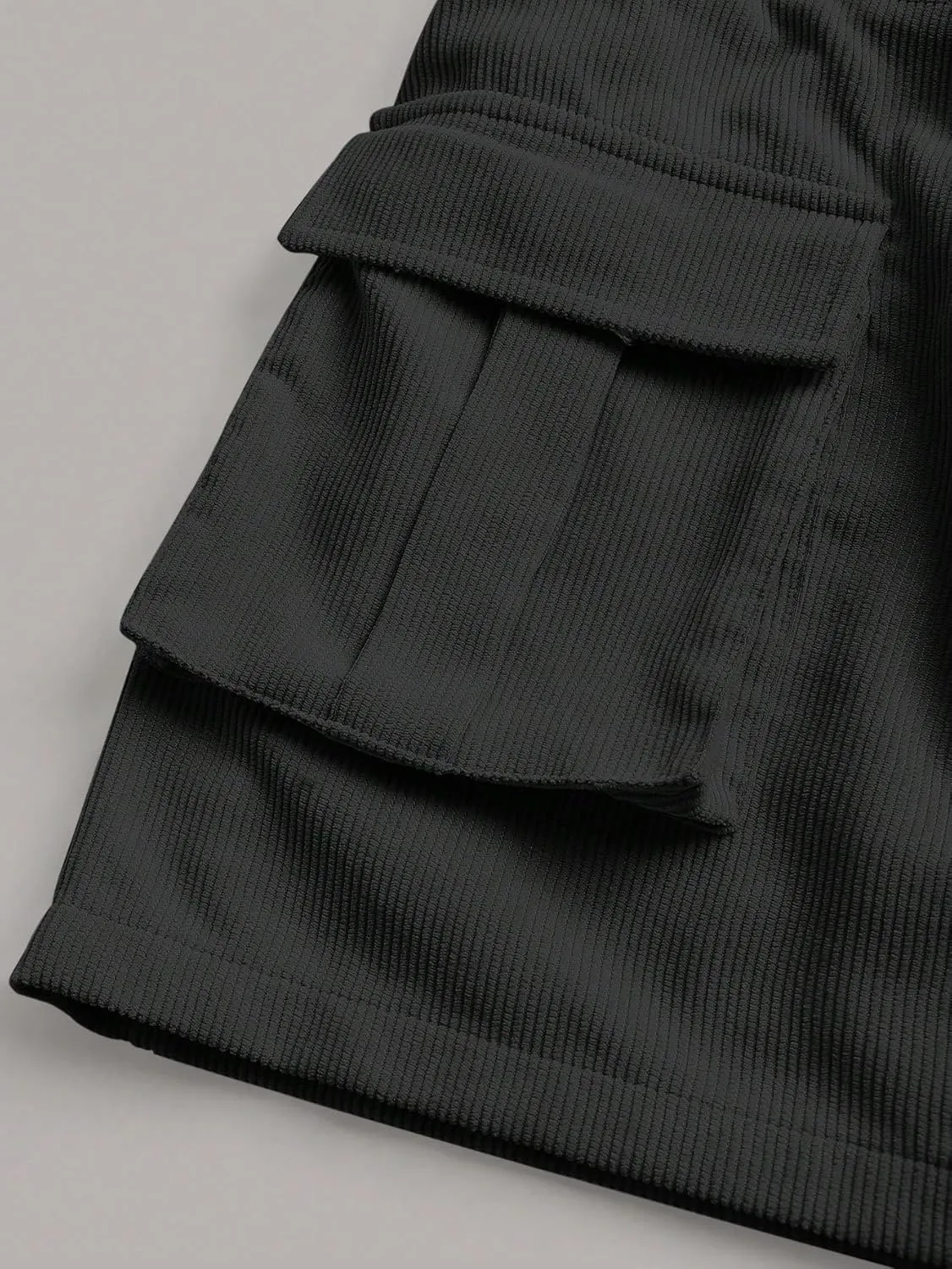 Women's High Waist Corduroy A-line Bodycon Button Casual Mini Skirt